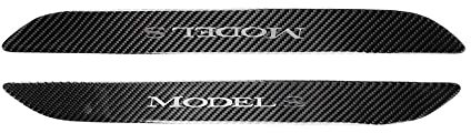 4Pcs Car Door Sill Protector Strips for Tesla Model S 2014-2019, Carbon Fiber Anti Scratch Waterproof Threshold Pedal Sticker Trim Protection Car Styling Accessories