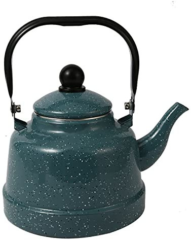 Kettle Enameled 1. 1L Vintage Enamel Kettle Tea Kettle Teapot Coffee Pot Enamel Kettle with Heat Resistant Handle for Kitchen Home Cafe Camping Gas Stove,Green