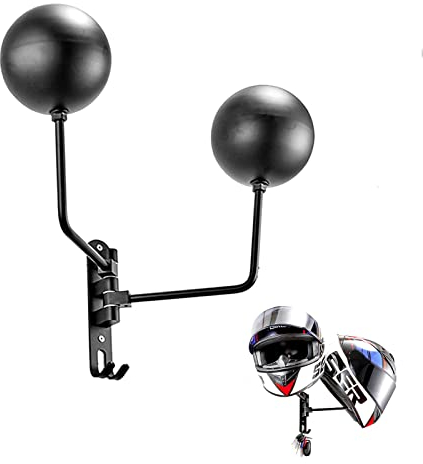 Motorrad Helm Rack, 180 Grad Drehbarer Helmhalter Wand, Motorradhelm Holder mit Haken, Wandmontage Helmständer für Motorradzubehör, Mäntel, Mützen, Hüte