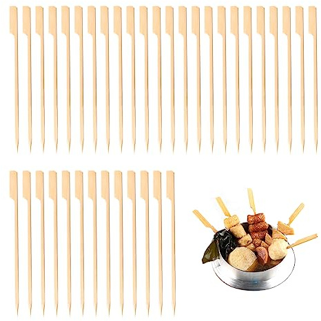 100 Stück Bambusspieße, Holzspieße, Grillspieße, Kebabs, umweltfreundliche Holzspieße, Grill-Holzpaddelstäbchen, Partyutensilien für Grillen, Obst, Kuchendekoration (15 cm)