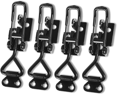 4Pcs Toggle Latch Black Metal Toggle Antaisen Clamp Heavy Duty Large Adjustable Qiuck Release Steel Hasp Catch Fastening Cargo Clip Closure Tension Lock for Tool Boxes Trunk Cases Door Cabinets