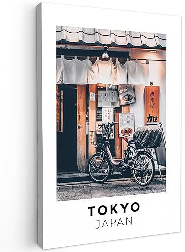 MuchoWow© Bilder Klein 20x30 cm Mini Wohnzimmer Deko Modern Wandbild Foto auf Leinwand Bild Schlafzimmer Room Decor Geschenke Tokio - Japan - Fahrrad