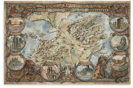 DEEBOW Game of Thrones Poster, ungerahmt, 20,3 x 30,5 cm, Schlafzimmer & Wohnzimmer, moderne Familienkunst, thematisiert (Game of Thrones), für den Innenbereich