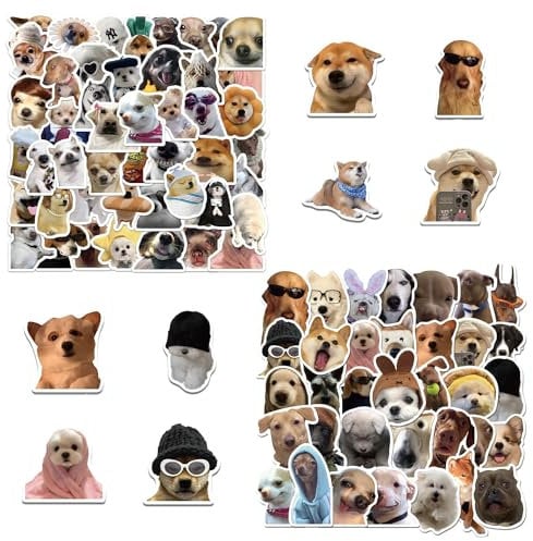 110 Sheets of Realistic Waterproof self-Adhesive Dog Stickers, Waterproof self-Adhesive Stickers, Stylish Sticker Set, Animal Stickers for laptops, Luggage and Scrapbooking.
