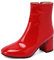 MJIASIAWA Damen Blockabsatz Chelsea Lack Sequins Stiefeletten Runde Zehen Warm Sparkly Hochzeit Schuhe Bride Mode Winter Stiefeletten Rot Gr 39 EU/40 Asiatisch