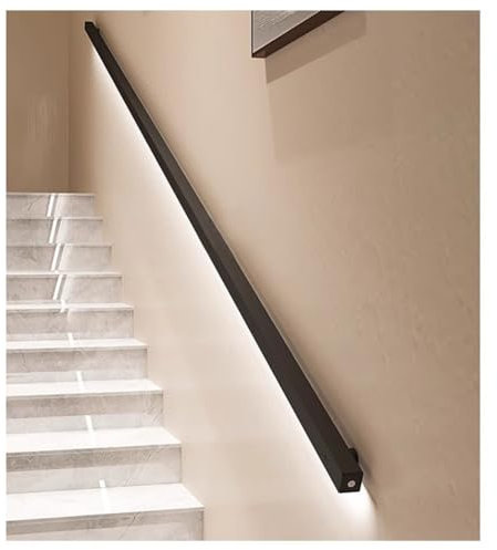 Sxlawesom Kit de pasamanos de Tubo LED, Pasamanos con Luz Sensor para Escaleras, Pasamanos de Pared, Fácil de Instalar, Aceros Inoxidables (Color : Black, Tamaño : 39.3/1m)