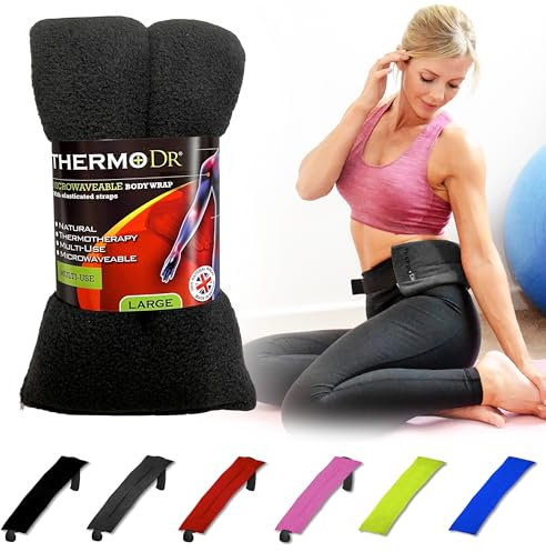 Wärmekissen Mikrowelle mit Weizenkörnern - Wärmekissen Nacken für Rücke & Schultern mit elastischem Gurt - Wärmebeutel - ThermoDR, Grau mit Riemen