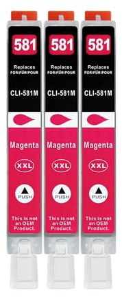 3 XXL Druckerpatronen kompatibel zu Canon CLI-581 M Magenta | für PIXMA TS705 TS6150 TS6250 TS6350 TR7550 TR8550 TS8150 TS8250 TS8350 TS9150 TS9550 TS6151 TS6251 TS6351 TS8151 TS8152