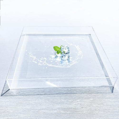 Tanque de Agua Poco Profundo,Bandeja Decorativa de acrílico for Servir,Organizador Decorativo de Bandeja de tocador for baño, Dormitorio, Armario, Entrada (Color : Clear, Size : 50x40x5.5cm)