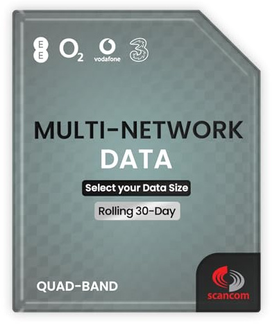 Multi-Network Data Sim - One-off Data Allowance for 12 months - Automatically Connects to EE, Three, O2 or Vodafone (1GB)