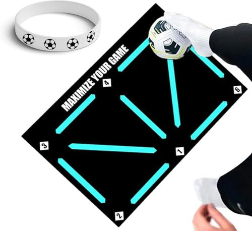 YANINEE 60 × 90cm Fussball Matte Ballkontrolle, Fussballmatte Training Kinder, Fußball Trainingsmatte, rutschfeste Stoßdämpfung Fußballmatte mit Sportarmband