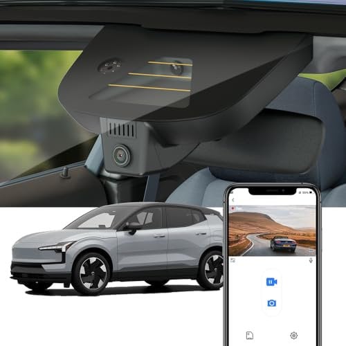 Fitcamx Dashcam 4K Geeignet für Volvo EX30 2024-2025 Twin Single Motor AWD RWD, Integrierter OEM Autokamera UHD 2160P Video WiFi, Loop-Aufnahme, G-Sensor, Plug & Play, WDR Dasch-cam Auto, 64 GB-Karte