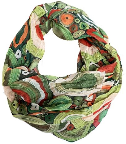 J26 Blumen Mandala Farbverlauf Seide Sommer Loop Verlauf Regenbogen Rainbow Silk Uni Rundschal Schlauchschal Stola Schal leicht (Kreis A Grün)