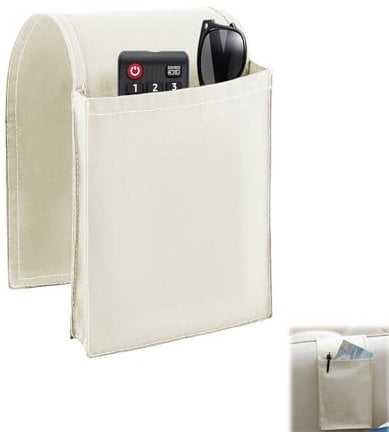 UESDU Armlehnen Organizer, Sofa Armlehne Tasche Platzsparender Couch Organizer Lehne Rutschfest Sofa Aufbewahrungstasche für TV Fernbedienung Handy Brille (Beige)