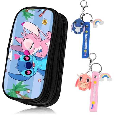 Yisscen Kinder Federmäppchen Mäppchen + 2 Schlüsselanhänger, Tragbare Stifttasche, Gefüllt Schulmäppchen, Anime Mäppchen für Junge Mädchen Schule Studenten Fans, Kinder Geschenk (Blau)