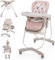 Baby Foldable High Chair with Adjustable Height, Recline & Footrest, Double Removable Tray, Storage Basket, Portable High Chair with Wheels for Babies & Toddlers (Pink)