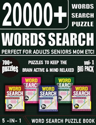 700 Puzzles: Big Book Of Word Search Puzzle Book For Adults Seniors Mom ETC 5 In 1 - Volume 01