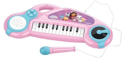 Lexibook, Gabby's Dollhouse, Elektronisches Klavier für Kinder mit Lichteffekten, Mikrofon, Schlagzeug, eingebautem Lautsprecher, Demo-Musikstücken, DJ-Player, Pink/blau, K704GDH