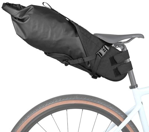 Rhinowalk Bike Saddle Bag Bicycle Seat Pannier 14L Waterproof Storage Pouch Rear Rack Luggage Carrier Quick-Fit with Hardshell Frame & Interior Large Capacity (Black)