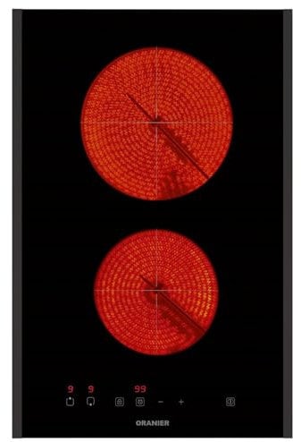 Oranier autarkes Domino-Glaskeramik-Kochfeld 30 cm - Touch Control Bedienung & 2-fach Timer - 2 Kochzonen - inkl. schwarzen Kochfeld-Seitenleisten