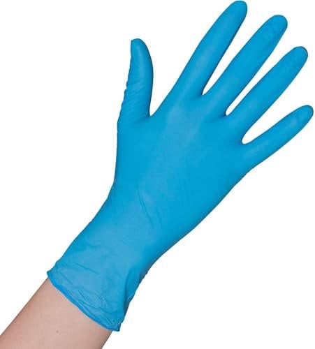 Herrmann 200x Einweghandschuhe Blau, Einmalhandschuhe M, Handschuhe Einweg 200 Stück/Box, Gummihandschuhe puderfrei, latexfreie Nitrilhandschuhe in S, M, L, XL Putzhandschuhe, Koch-/Küchen-Handschuhe