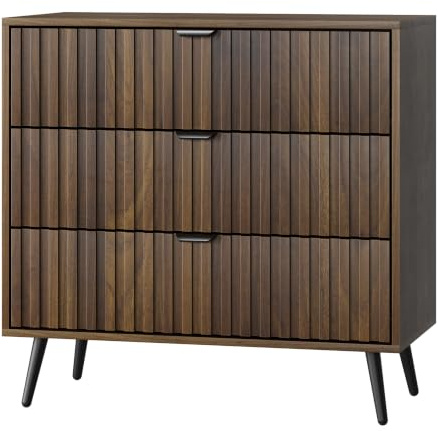 Smart FENDEE Rilliger 3-Tüten-Schränk, Mittelzentur-Modernes Holz-Schränk mit Töpfen, großer Nachttisch-Organizer für Schlafzimmer, Kleiderschrank, Flur, Eingangsbereich, Walnussholz, 80cm