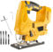 Cordless Jigsaw with 4 Orbital Settings,Compatible with Dewalt 20V Battery,45° Bevel Adjustment,with 4pcs Blades,for Cutting/Scraping/Sanding (No Battery)