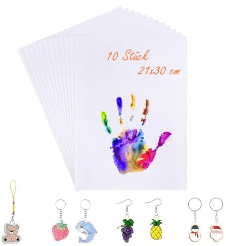 Neylokfen Schrumpffolie 10 Stück A4 Schrumpffolien Nachfüllset Schrumpffolie zum Basteln Transparent Plastikfolie Schrumpfpapier shrink plastic für Handwerk DIY (transparent)