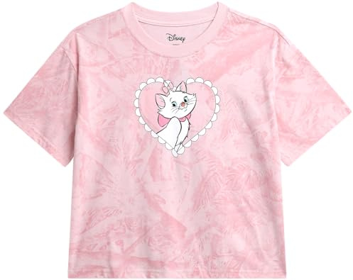 Disney T-shirt graphique pour femme - Pixar Cars Flash McQueen Marie Crop Top T-shirt à manches courtes pour femmes (tailles : S-XL), Marie/rose clair/camouflage arbre, Taille L
