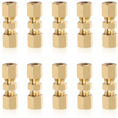 BNGXR Lot de 10 Connecteur de Ligne de Frein, 4,75mm Connecteur de Conduite de Frein, Connecteurs de Câbles de Frein, Kit Tuyau Frein Voiture pour Conduites de Frein, Cuivre Nickelé