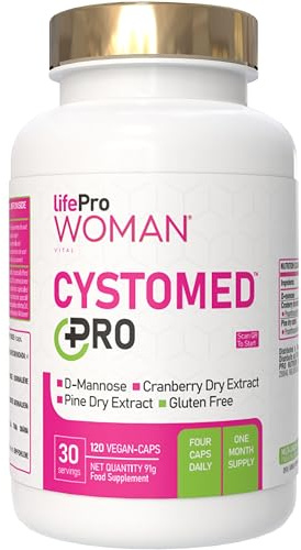 Mirtillo Rosso 5X Potenza + D-Mannosio 2000mg – Cystomed Tripla Azione 120 Capsule con 192,5mg PACs Standardizzati + Estratto di Pino – Integratore Vie Urinarie Scientificamente Validato (EFSA/PubMed)