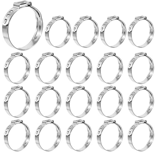 Songella Colliers de Serrage à Une Oreille 34.9-38.1mm Pince de Tuyau en Acier Inoxydable Colliers de Serrage à Sertir pour Sécuriser les Tuyaux 20 Pièces