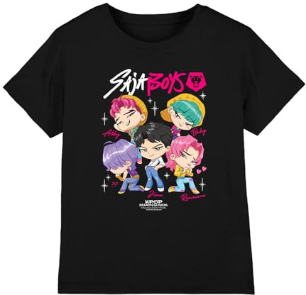 Kpop Demon Hunters Unisex Kids Kpop Demon Hunters - Saja Boys Chibi Poster Kids T Shirt T-Shirt (Pack of 1)
