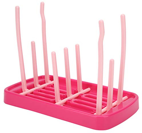 ZLXCAOB Portable Folding Rose Red Baby Bottle Drying Rack Holder for Home Travel 6-12 Month Old