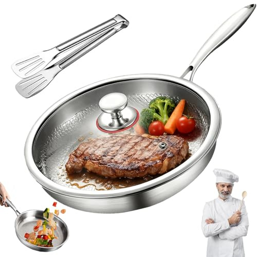 Ruileyou Titan Pfanne, 2026 Upgrade 100% Titan Bratpfanne, TitanPfanne Mit Deckel und Spatel, 22-32 cm for Cooking, Ultra Durable, Kratzfest, Geeignet für Alle Herdarten (Mit Deckel, 32 cm)