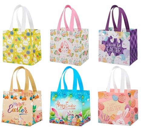 MIZIJIA Papiertüten, 40 Stück Bunte Geschenktüten mit 60 Aufkleber Candy Tüten zum Verpacken von Geschenken, Giveaways, Kindergeburtstag, Hochzeit, Party (Ostern Tüten 6)