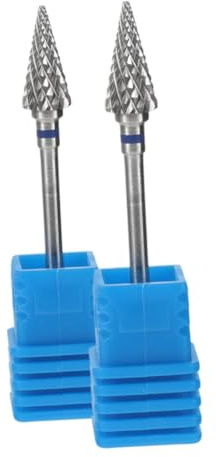 Alipis 2pcs Tungsten Steel Manicure Nail Bits Umbrella Shape Grinding Drill Tools for Cuticle Removal and Gel Polish Removal, Blue Medium Size, Professional Nail Salon and Home Use