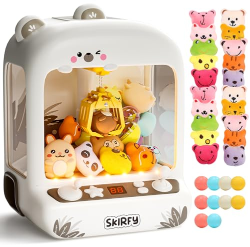 Skirfy Greifautomat Kinder mit LED-Licht, Sound und 30 Mini-Figuren, Elektronischer Süßigkeitenautomat mit Preisausgabe, Arcade Greifmaschine Geschenk Kinder 6–12 Jahre für Weihnachten/Geburtstag