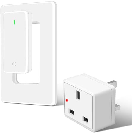 Cruxer Remote Control Plug Sockets with 50M/160FT Wireless Light Switch | 13A/3120W Anti-Surge, Programmable, UKCA and RoHS Listed for Indoor Household Appliances, 1 Socket and 1 Remote