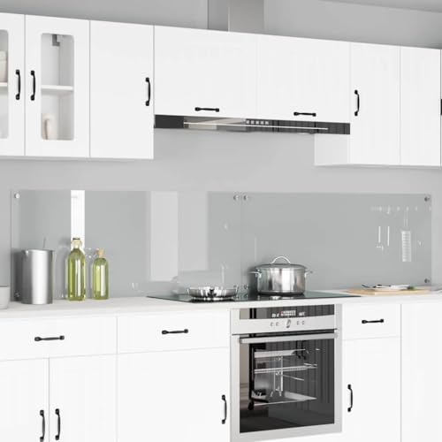 LoogCape Lot de 2 crédences de cuisine transparentes - 120 x 50 cm - Verre trempé - Résistant à la chaleur - Passe au lave-vaisselle - Design moderne - Pour cuisine, four, maison