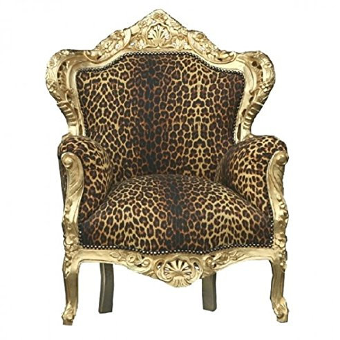 Casa Padrino Barock Sessel King Leopard/Gold - Luxus Antik Stil Möbel