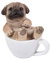 Pacific Giftware Mops Figur in Tasse mini 7 cm - Hunde Welpe Baby Dekofigur Geschenk für Hundeliebhaber