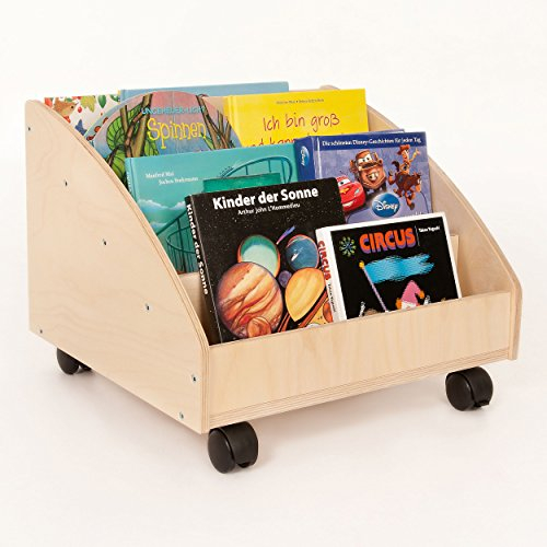 FLIXi Bücherkiste – Aufbewahrungsbox für Bücher aus Birkenholz mit Rollen – Platz für 30 Bücher – Holz Kiste für Kinder
