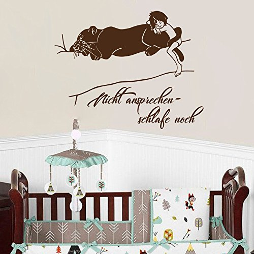 Vinyl Wandtattoo Dschungelbuch Jungle Book Mowgli Schlafender Bagheera Mogli Gute Nacht Zitat Nicht Ansprechen Schlafe Noch Rudyard Kipling Wandaufkleber Wandsticker Wanddekoration Kinderzimmer A637