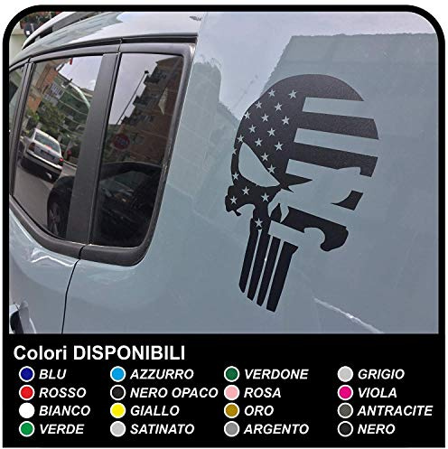 Adesivi teschio con bandiera americana per montante posteriore adesivi us army (BIANCO OPACO)