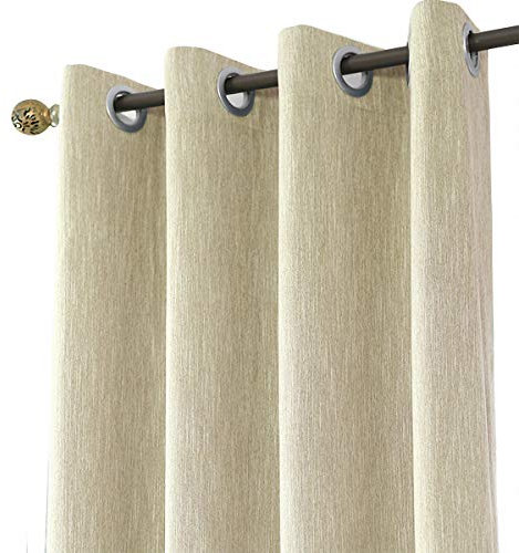 Melodieux Vorhänge mit Raffstores - Vorhänge Verdunkelung Gardinen Blickdicht Leinenoptik für Wohnzimmer kinderzimmer Schlafzimmer, Beige 137x168cm - 1 Stück
