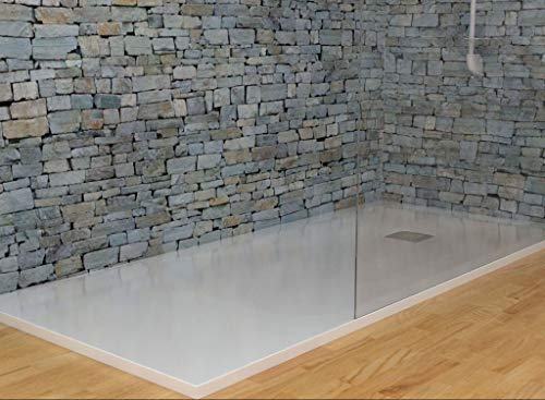 MASAL TECH DESING - Plato de ducha, textura PIZARRA BLANCO 70x130 cm, antideslizante y de fácil colocación.