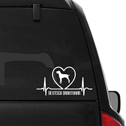 myrockshirt Herzschlag Deutsch Drahthaar ca 25cm Hundeliebe Heartbeat Dogs Aufkleber Sticker Autoaufkleber Wandtattoo