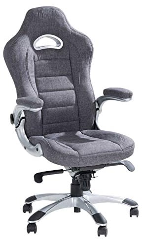 Home4You Chefsessel Bürostuhl Drehstuhl Schreibtischstuhl | Webstoff | Grau | Schwarz | Weiß | Höhenverstellbar | Wippfunktion