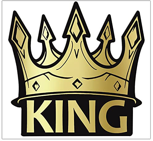 Biomar Labs® 1 x Vinyl Aufkleber Selbstklebend Autoaufkleber Sticker Gold Krone King Fenster Laptop Wand Motorrad Helm Auto B 92